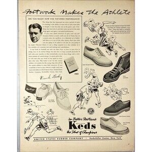 Keds "The Shoes of Champions - For better footwear" Vintage Print Ad 1940-41